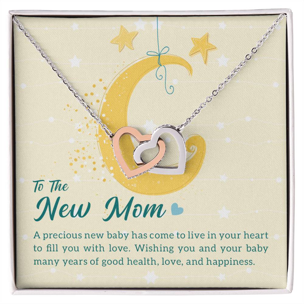 To The New Mom A Precious New Baby Interlocking Hearts Necklace
