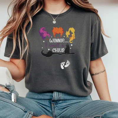 Halloween Pregnant T-Shirt Winnie I Smell A Child T-Shirt Halloween Pregnancy Announcement T-Shirt