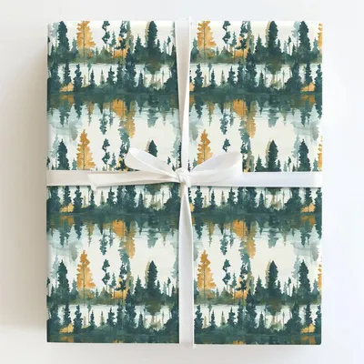 Painted by the Lake - Gift Wrap for Christmas, Holidays Wrapping Paper, Christmas Wrapping Paper