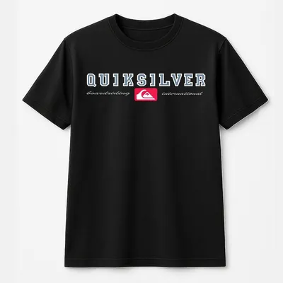 Vintage Quiksilver Men'S Black T-Shirt 90 S Quiksilver Logo Faded Surf T-Shirt T-Shirt Boys