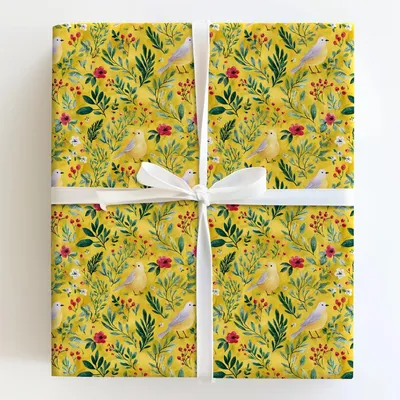 Yellow Bird Road - Gift Wrap for Christmas, Holidays Wrapping Paper, Christmas Wrapping Paper