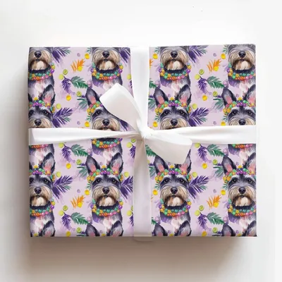 Mardi Gras Schnauzer - Gift Wrap for Christmas, Holidays Wrapping Paper, Christmas Wrapping Paper