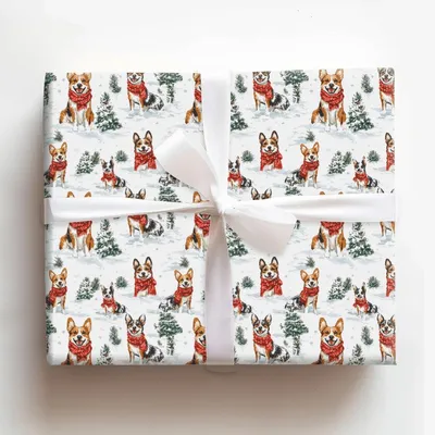 Snow Day for Red Heelers - Gift Wrap for Christmas, Holidays Wrapping Paper, Christmas Wrapping Paper