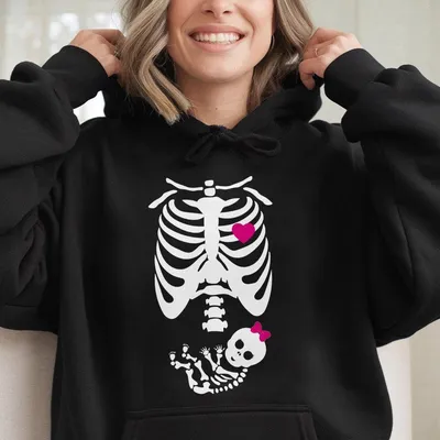 Baby Girl X Ray Skeleton Hoodie, Pregnant Woman Costume, Maternity , Pregnancy Announcement Hoodie 2025