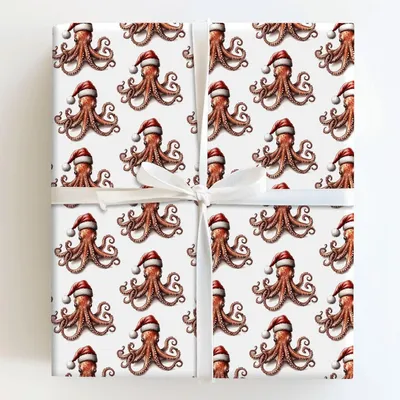 Octoclaus - Gift Wrap for Christmas, Holidays Wrapping Paper, Christmas Wrapping Paper