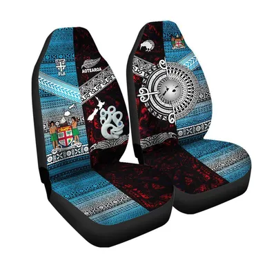 New Zealand And Fiji Car Seat Cover Together Red