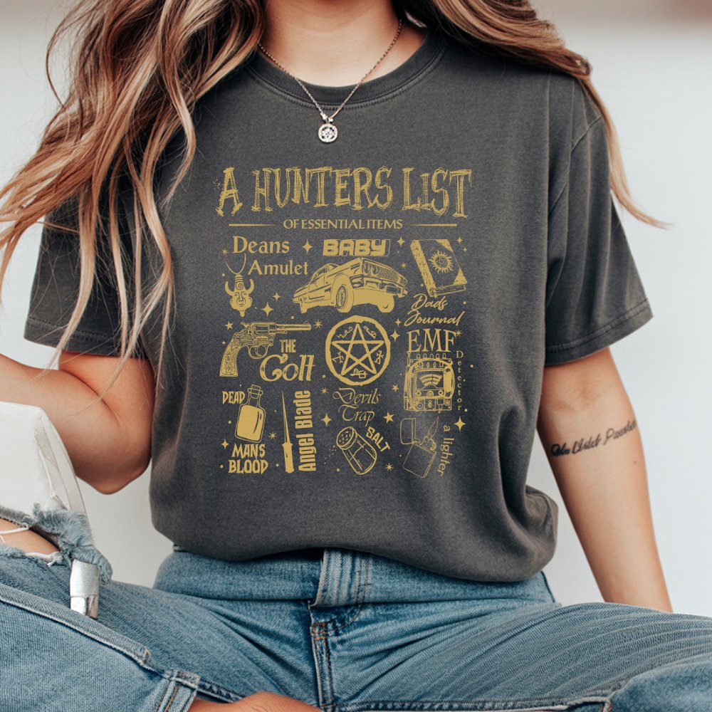 Supernatural A Hunters List T-Shirt T-Shirt T-Shirt Winchesters Garage T-Shirt Dean Sam T-Shirt Spooky Season T-Shirt Halloween