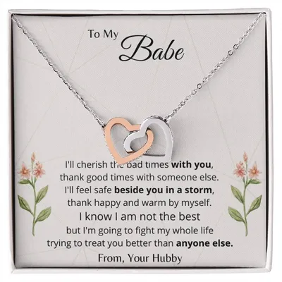 To My Babe Interlocking Hearts Necklace