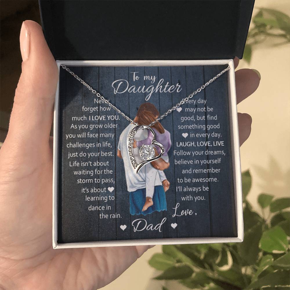 To My Daughter - Laugh Love Live - Forever Love Necklace