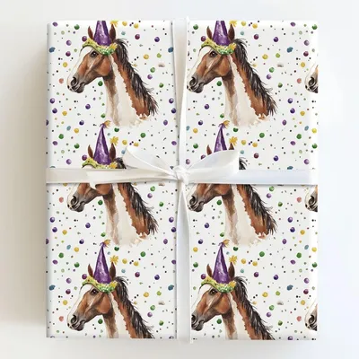 Mardi Gras Missouri Fox Trotter - Gift Wrap for Christmas, Holidays Wrapping Paper, Christmas Wrapping Paper