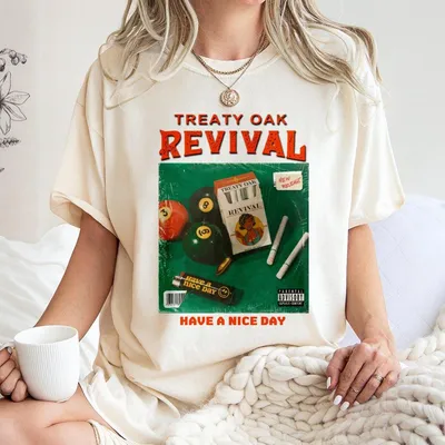 Retro Style Treaty Oak Revival T-Shirt,Classic For Menswear,Celebrate With Graphic T-Shirt ,Unisex Daily Casual Wear