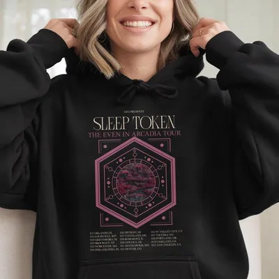 Sleep Token Tour Hoodie – “The Even In Arcadia Tour” Band Merch With Sleeve Logo Print, Warm Hoodie Style Top For Music Fans