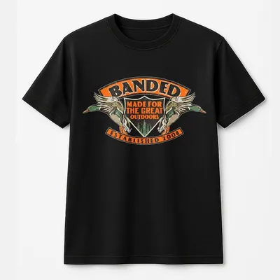 Banded Duck Hunting T-Shirt “Made For The Great Outdoors” With Mallard Graphic,Outdoor Apparel For Men,Gift For Hunter