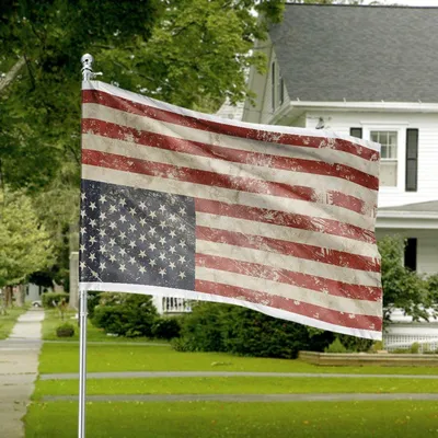 Distressed Inverted American Flag , Vintage Patriotic Horizontal House Banner Symbol Of Protest Freedom Expression Outdoor Decor Horizontal House Flag