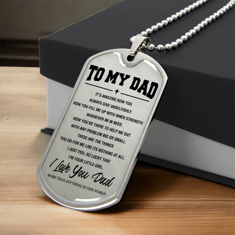To My Dad - Love Tag - Army Tag Necklace, Dog Tag