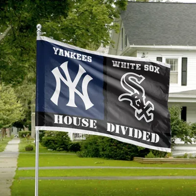 Yankees Vs White Sox House Divided Flag, Split Team Colors, Baseball Rivalry Outdoor Decor, Perfect Fan Gift Horizontal House Flag