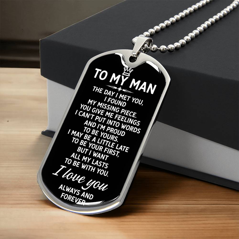 To My Man - Elegance Dog Tag - Army Tag Necklace, Dog Tag