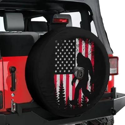 Spare Tire Cover, Bigfoot Tire Cover, Backup Camera Tire Cover, American Flag Bigfoot Tire Cover, Car Accessories For Women Spare Tire Cover