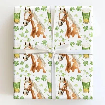 Brews with the American Paint Horse - Gift Wrap for Christmas, Holidays Wrapping Paper, Christmas Wrapping Paper
