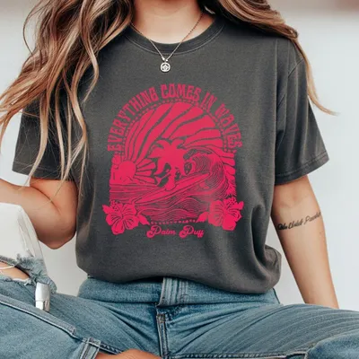 Pink Palm Puff T-Shirt T-Shirt For Women Teen Girls Cute Preppy T-Shirt Y2k T-Shirt T-Shirt