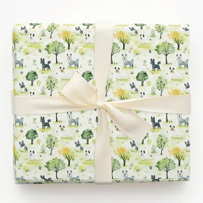 Park Day with the Boston Terriers - Gift Wrap for Christmas, Holidays Wrapping Paper, Christmas Wrapping Paper