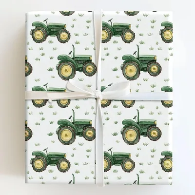 Tractor Time - Gift Wrap for Christmas, Holidays Wrapping Paper, Christmas Wrapping Paper