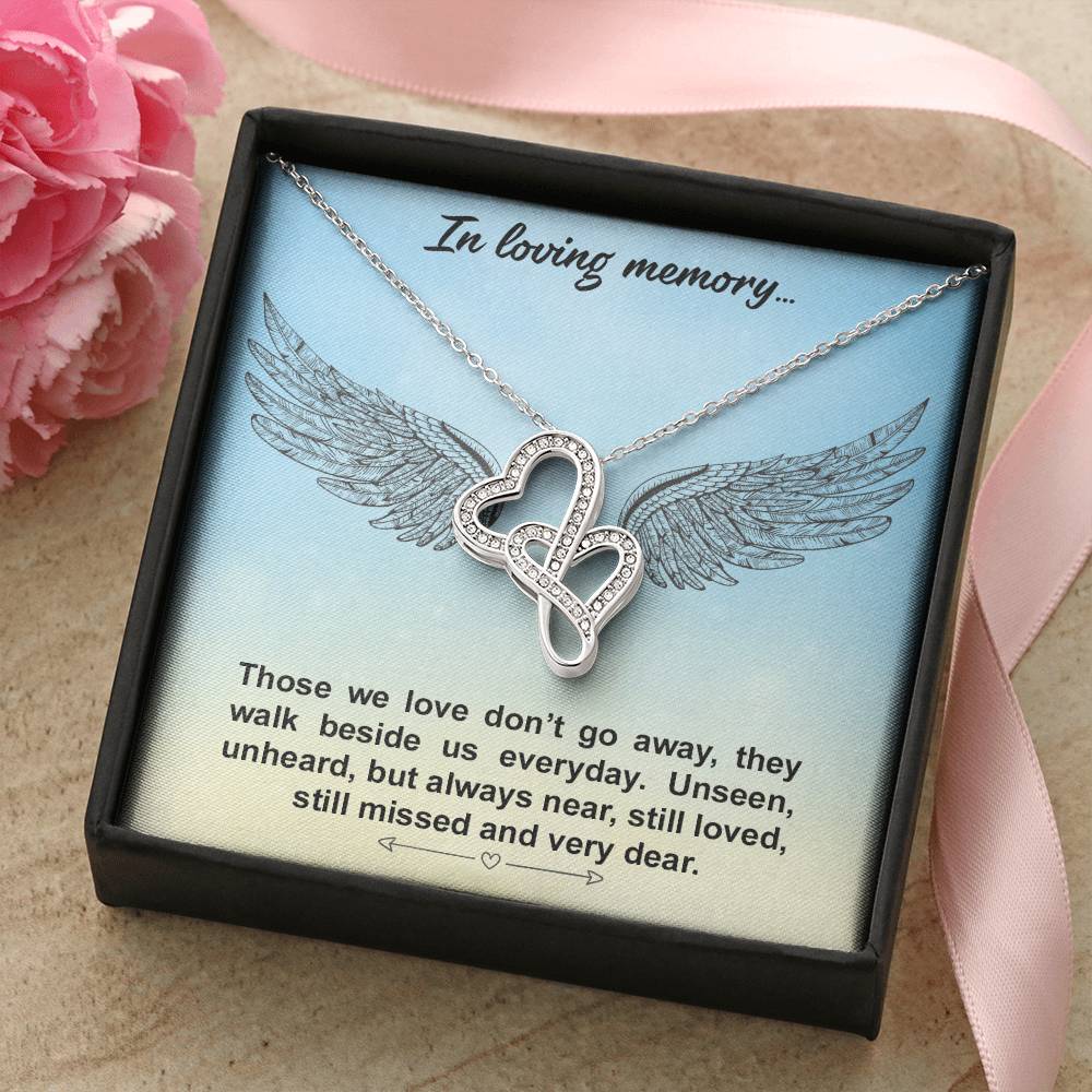 In Loving Memory - Thoes We Love Don't Go Away - Necklace Double Hearts Necklace