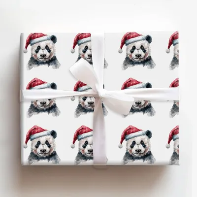 Panda Claus - Gift Wrap for Christmas, Holidays Wrapping Paper, Christmas Wrapping Paper