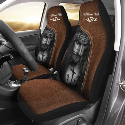Faith Over Fear Jesus Car Seat Cover