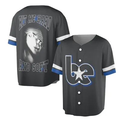 Hit Me Hard And Soft Baseball Jerse, Vintage Face Art Baseball Jersey, Soft Grunge Aesthetic, Be Logo Streetwear Baseball Jersey, Us