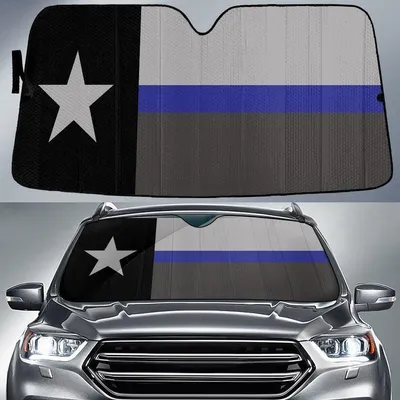Texas State Flag Thin Blue Line Printed Car Sun Shades Cover Auto Windshield PrintSyde