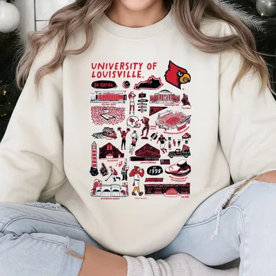 University Of Louisville Impressions Artwork Sweatshirt Vintage Graphic Louisville Cardinals Team Collection Sweatshirt Schoocl