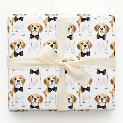 Black Tie with the Beagles - Gift Wrap for Christmas, Holidays Wrapping Paper, Christmas Wrapping Paper