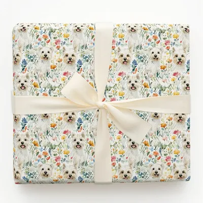 Garden with the Westie - Gift Wrap for Christmas, Holidays Wrapping Paper, Christmas Wrapping Paper