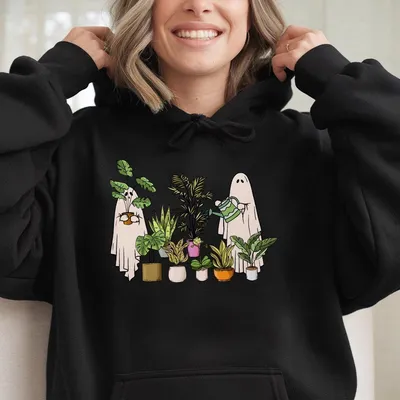 Funny Plant Ghost Hoodie Halloween Plant Lady Hoodie Halloween Hoodie Plant Mama Hoodie Plant Lover Gift