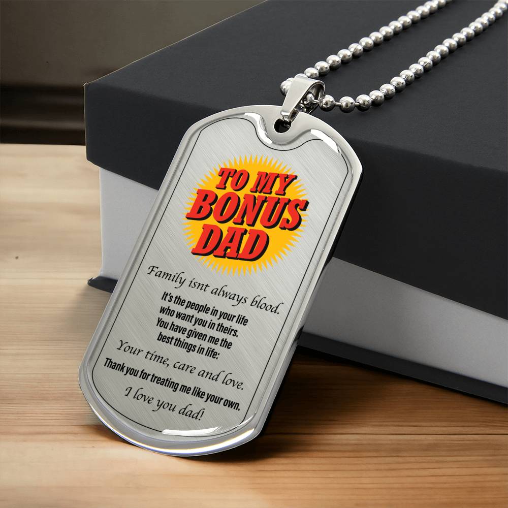 To My Bonus Dad - Lovetag - Army Tag Necklace, Dog Tag