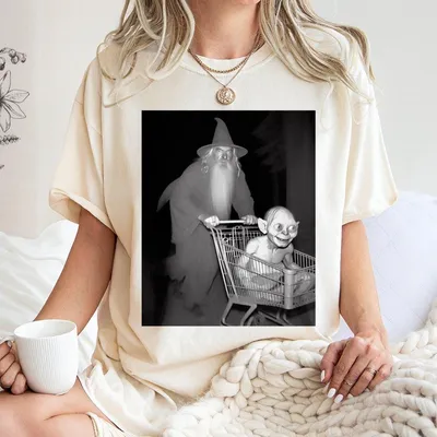 Lord Of The Rings Vintage T-Shirt Galdalf Gollum Shopping T-Shirt Meme Cringe Funny Dumb T-Shirt Unisex Movie T-Shirt Menswear