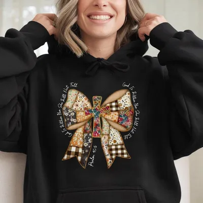 Jesus God Is Within Her Coquette Hoodie,She Will Not Fall,Coquette Christian Hoodie,Bible Verse