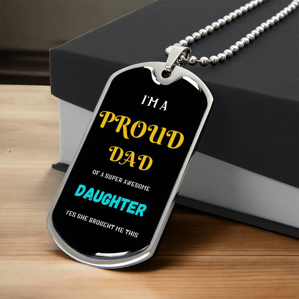 Proud Father's Day - Army Tag Necklace, Dog Tag