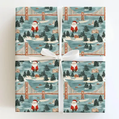 Santa San Francisco - Gift Wrap for Christmas, Holidays Wrapping Paper, Christmas Wrapping Paper