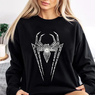 Spider Print Baby Sweatshirt Gothic Graphic Sweatshirt Vintage Emo Streetwear Women S Y2k Aesthetic Baby