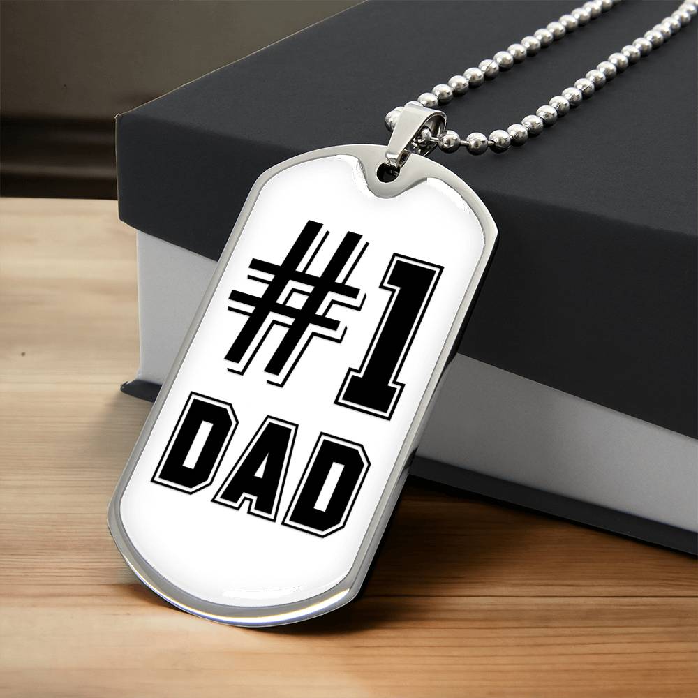 #1 Dad Necklace, Dad Jewelry, Men's Necklace, Dad Gift, Dad Gift From Son, Dad Gift From Daughter, Mens Jewelry, Fathers Day Gift - Army Tag Necklace, Dog Tag