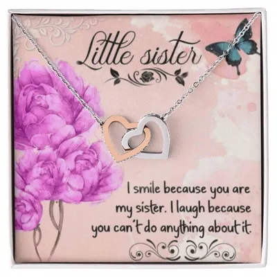 To My Little Sister Necklace Interlocking Hearts Necklace