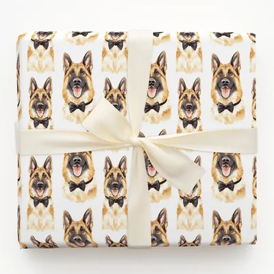 Black Tie with the German Shepherds - Gift Wrap for Christmas, Holidays Wrapping Paper, Christmas Wrapping Paper