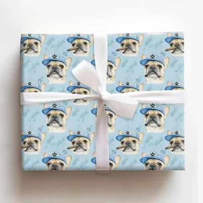 Frenchie on Fire - Gift Wrap for Christmas, Holidays Wrapping Paper, Christmas Wrapping Paper