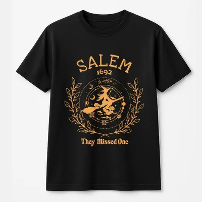 Salem They Missed One T-Shirt, Halloween Witch T-Shirt, Salem Witch Salem 1692 Salem Witch Trials T-Shirt, Full Colors