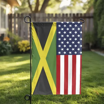 Usa Jamaica Friendship Flag , Double Sided Vertical Yard Decor Vertical Garden Flag