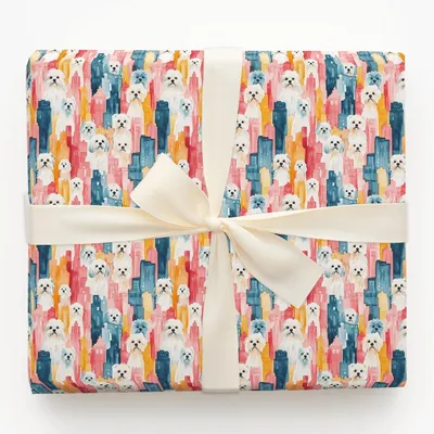 City with the Maltese - Gift Wrap for Christmas, Holidays Wrapping Paper, Christmas Wrapping Paper