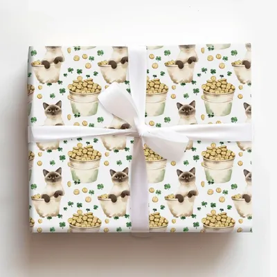 Golden with the Burmese - Gift Wrap for Christmas, Holidays Wrapping Paper, Christmas Wrapping Paper
