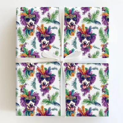 Mardi Gras Yellow Lab - Gift Wrap for Christmas, Holidays Wrapping Paper, Christmas Wrapping Paper